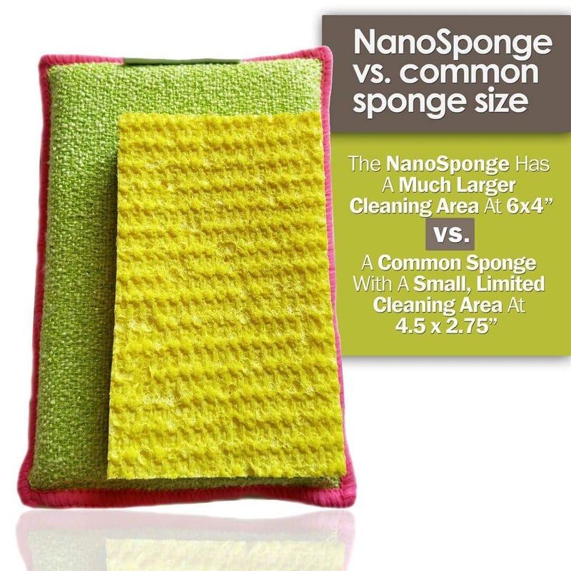 Life Miracle Nano Sponge Cleaning Sponges. Supersized Everyday Heavy Duty Household Kitchen and Dish Sponge. 2 Pack. 6 x 4 - Image 2